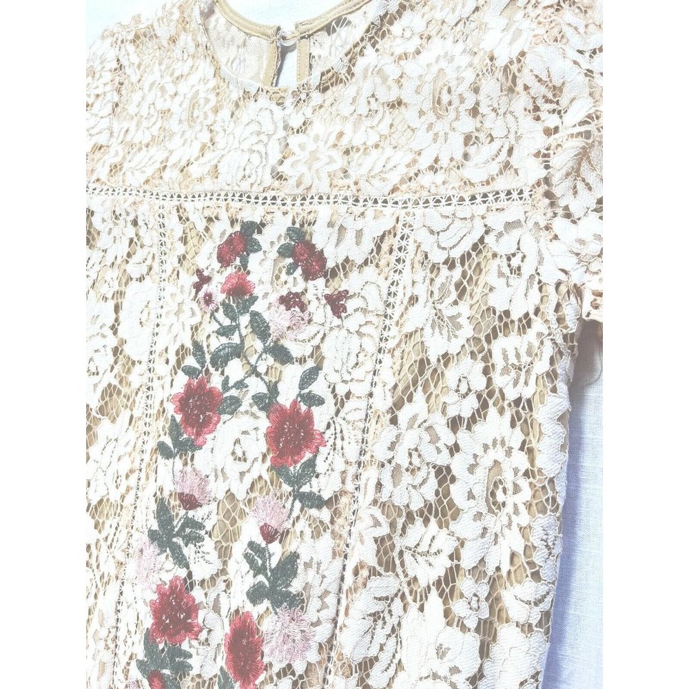 Francesca's Lace Dress Ladies XXS Ivory with floral insert lined NWT - Picture 8 of 11